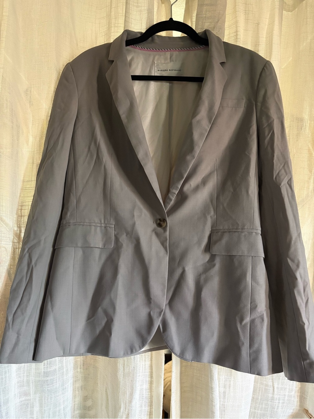 Banana Republic Light Gray Single-Button Blazer Size 14